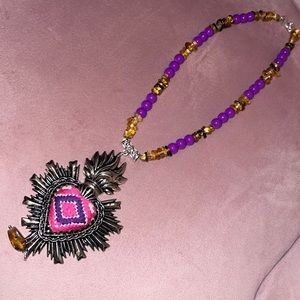 Hispanic Chrome Fabric Necklace